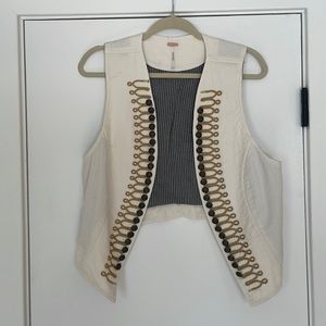 Free People Cream Military Vest - M
